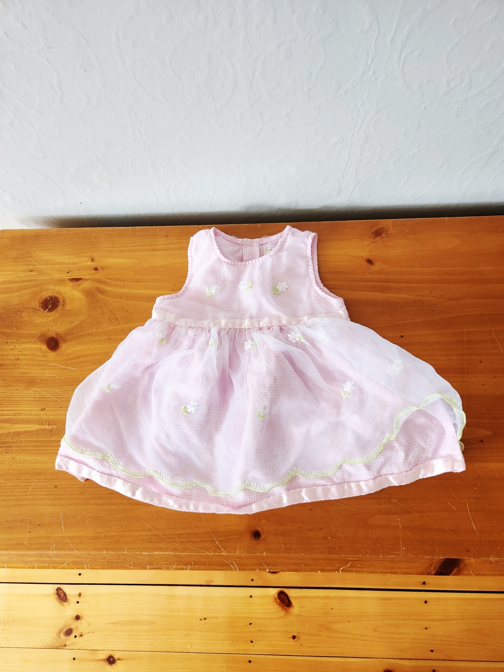 Toffee Apple 12 Month Embroidered Flower Tulle Gingham Dress